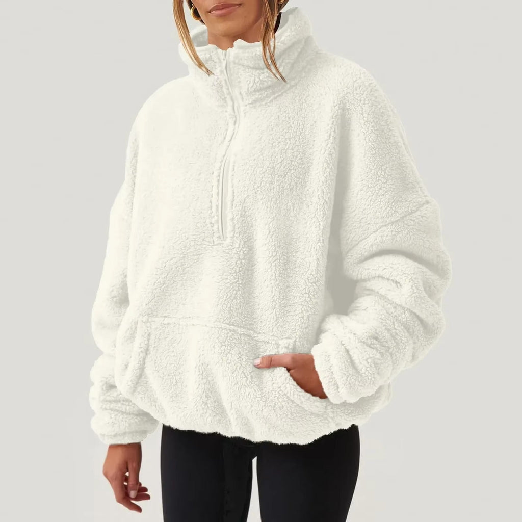 Pull Fleece Luxueux à Col Zippé pour Femmes