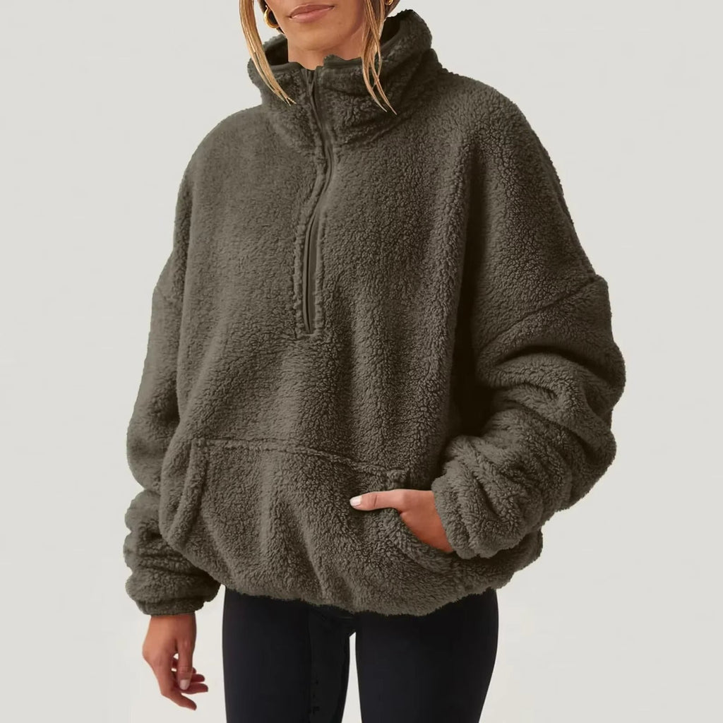 Pull Fleece Luxueux à Col Zippé pour Femmes