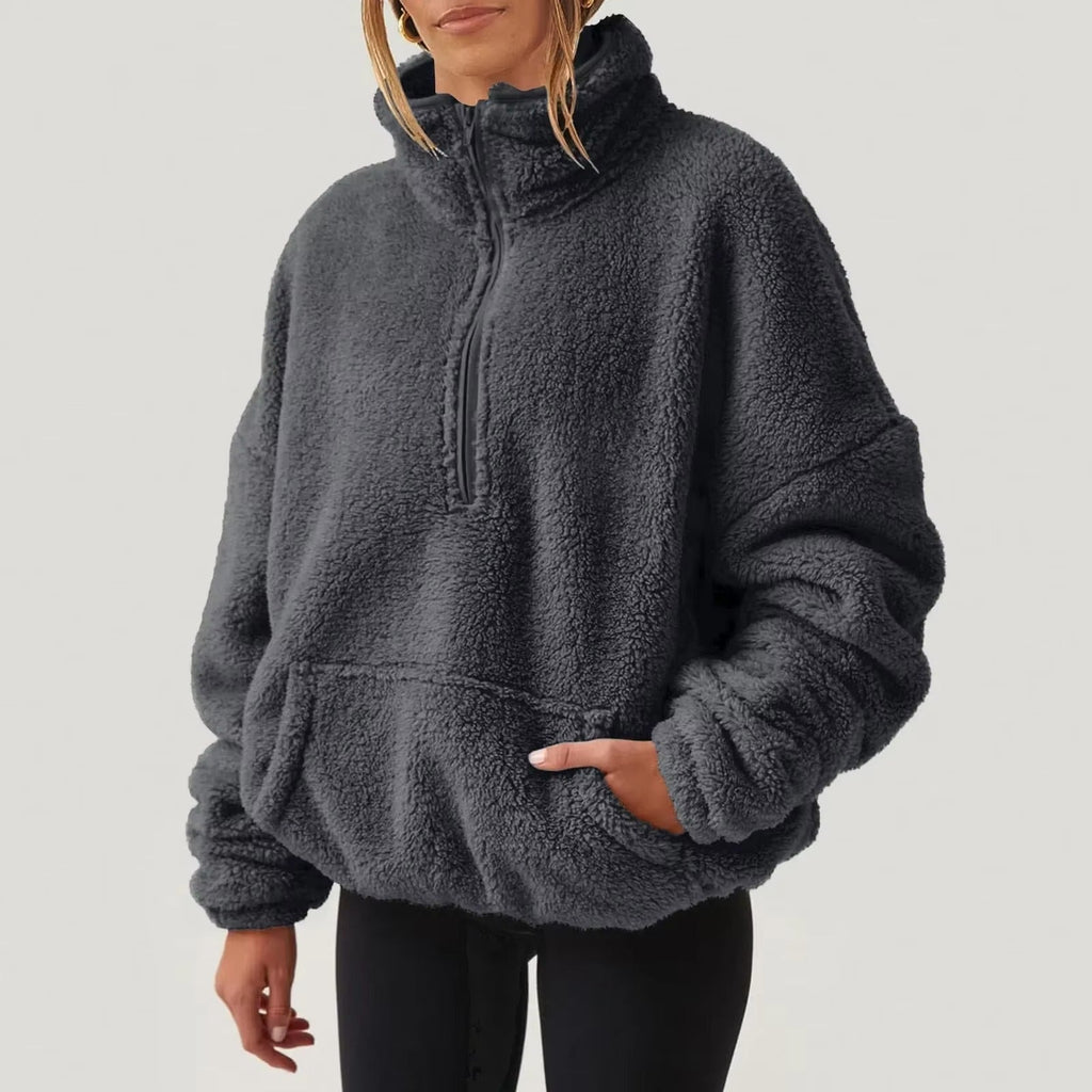 Pull Fleece Luxueux à Col Zippé pour Femmes