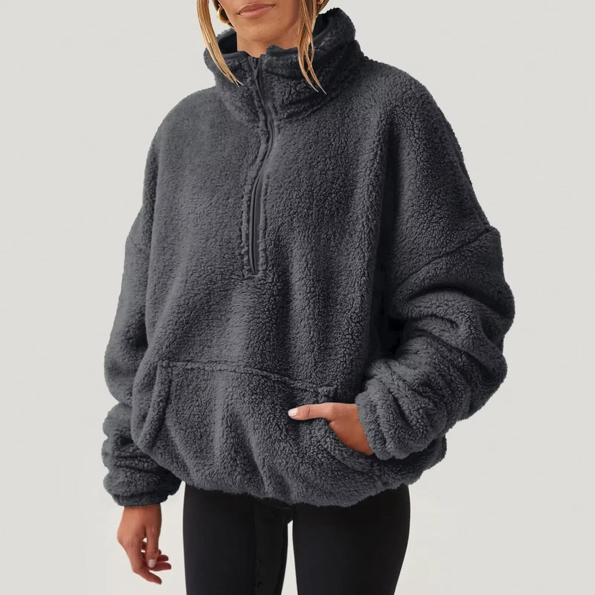 Pull Fleece Luxueux à Col Zippé pour Femmes