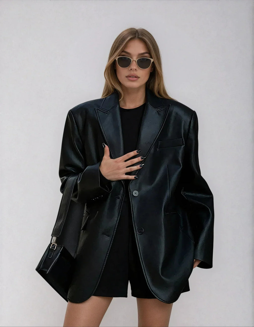Blazer oversize à revers cranté pour femmes
