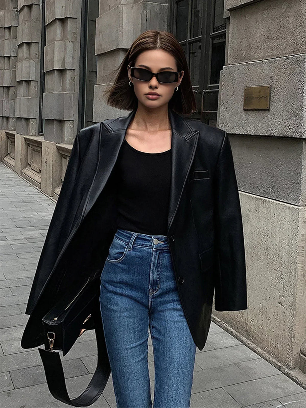 Blazer oversize à revers cranté pour femmes