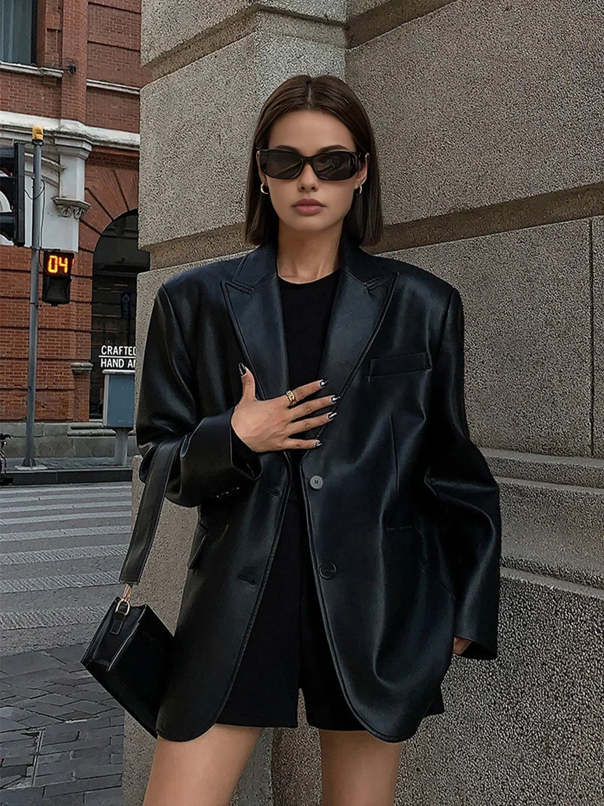 Blazer oversize à revers cranté pour femmes