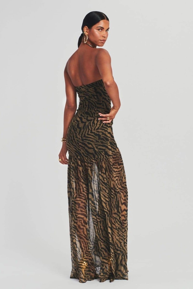 Robe Longue Bustier À Imprimé Animalier Pour Femmes | Idéale Pour Soirées Et Événements D’Été