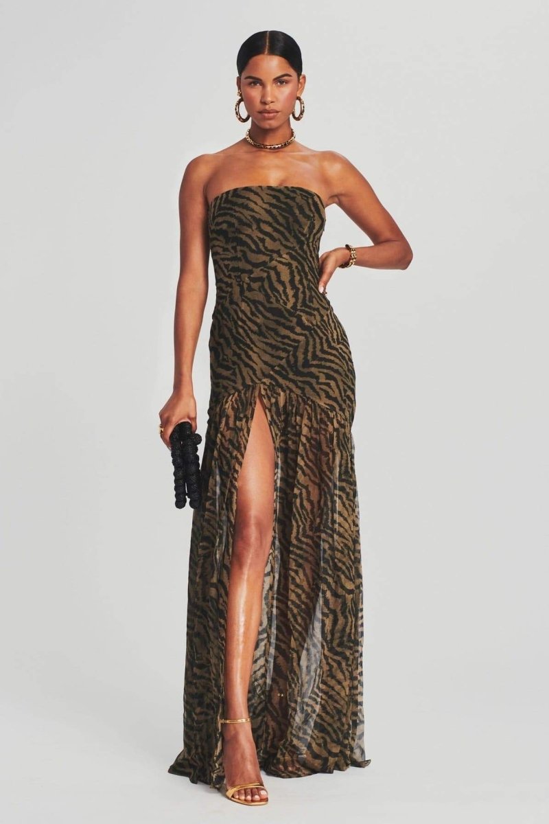 Robe Longue Bustier À Imprimé Animalier Pour Femmes | Idéale Pour Soirées Et Événements D’Été