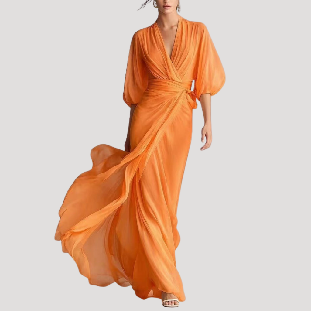 Viviana | Robe Maxi Longue à Manches Longues avec Enveloppement