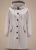 Greta | Manteau Trench Imperméable Femme avec Capuche Long Manteau d'Extérieur