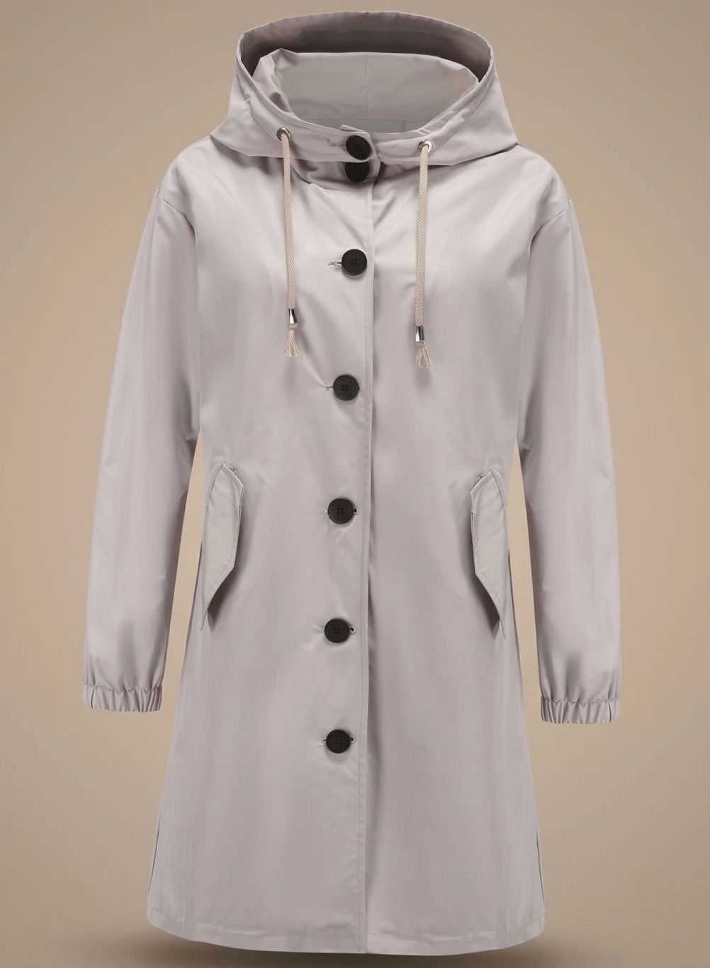 Greta | Manteau Trench Imperméable Femme avec Capuche Long Manteau d'Extérieur