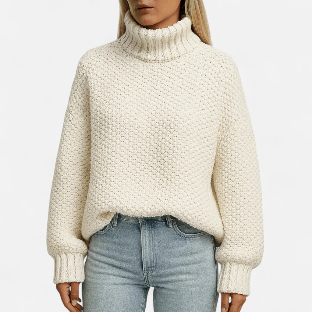 Pull en Laine et Cachemire Femme – Texture Côtelée et Coupe Épurée Intemporelle