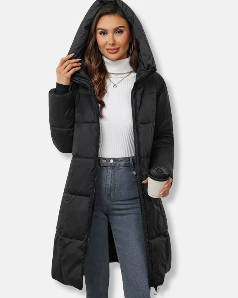 Veste d'hiver Femme – Doudoune matelassée avec capuche et fermeture éclair