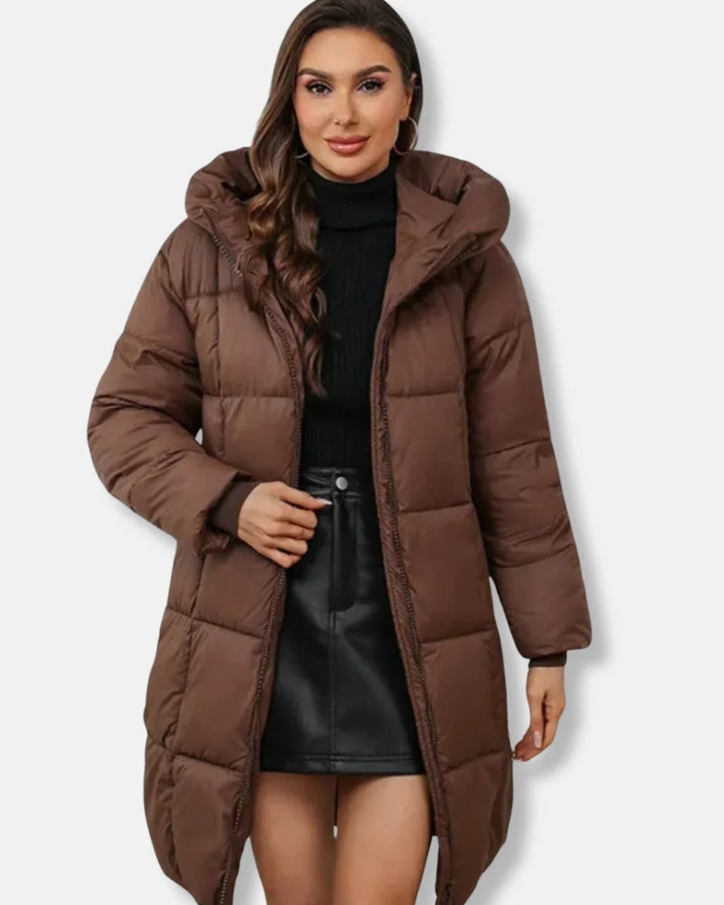 Veste d'hiver Femme – Doudoune matelassée avec capuche et fermeture éclair
