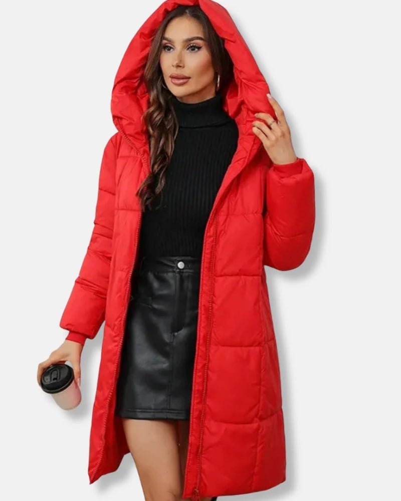 Veste d'hiver Femme – Doudoune matelassée avec capuche et fermeture éclair