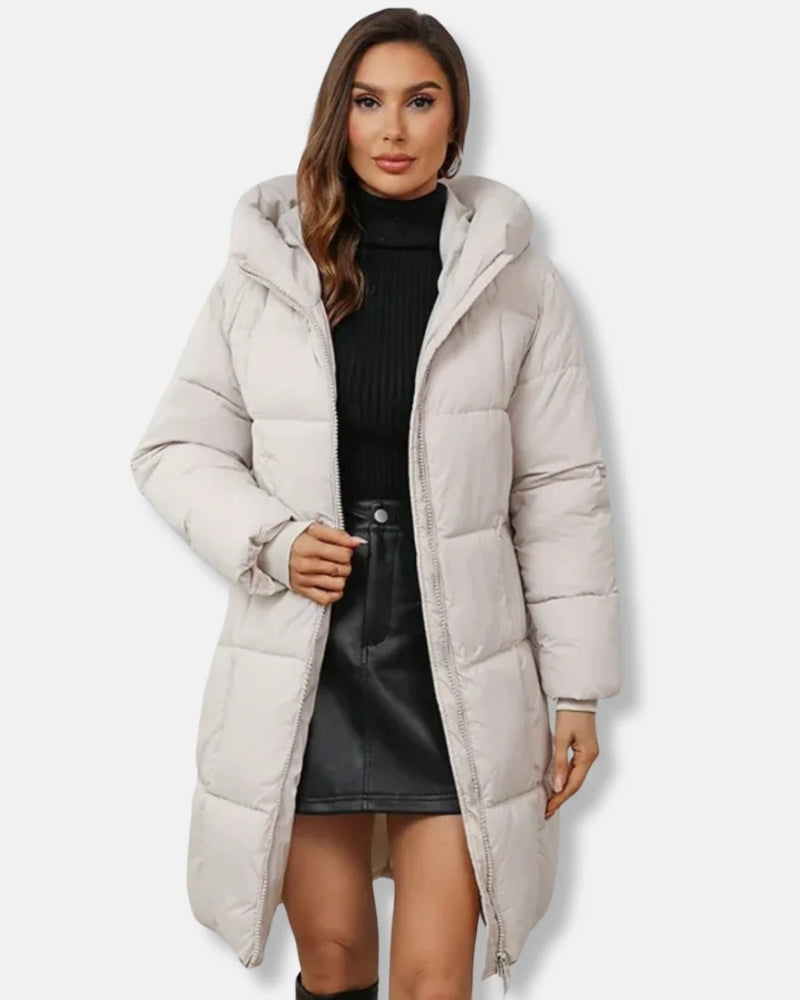 Veste d'hiver Femme – Doudoune matelassée avec capuche et fermeture éclair