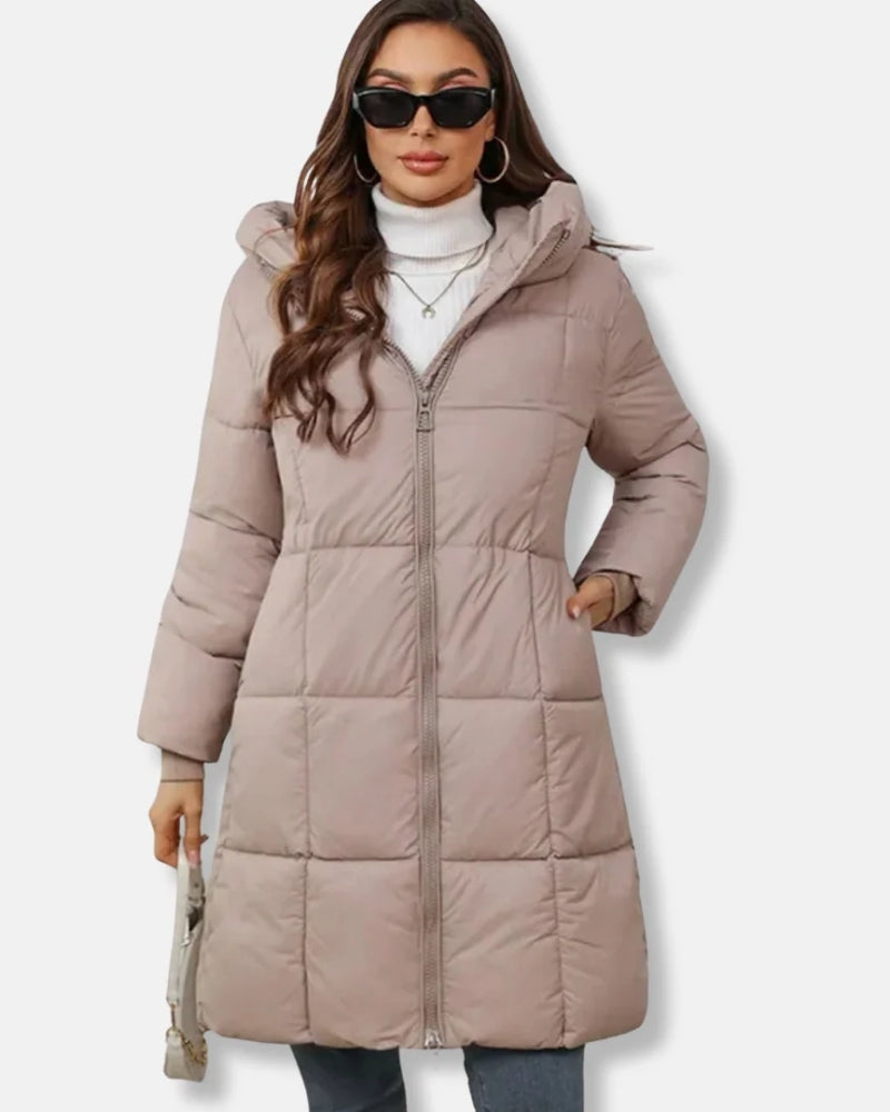 Veste d'hiver Femme – Doudoune matelassée avec capuche et fermeture éclair