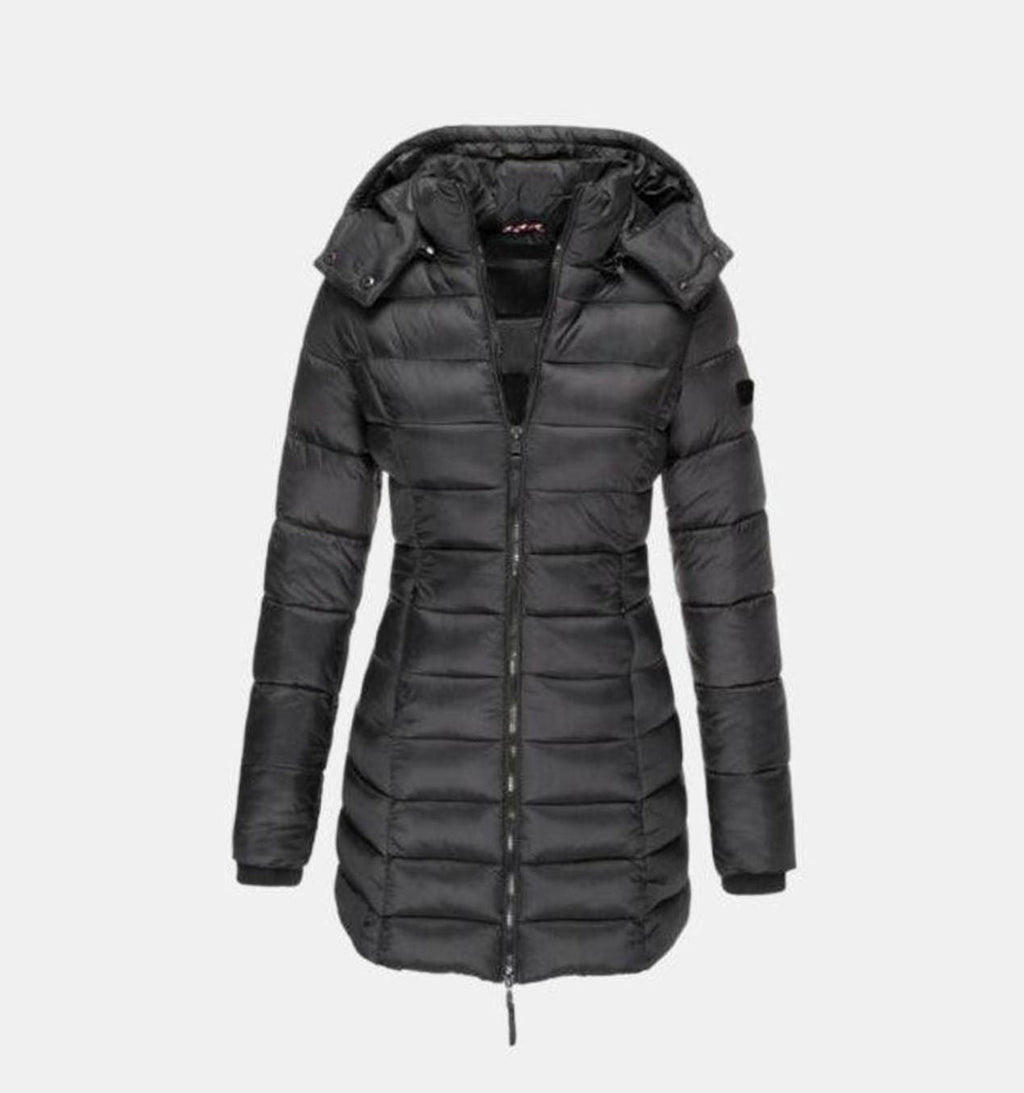 Charlotte | Veste d'hiver femme Long Manteau matelassé avec capuche