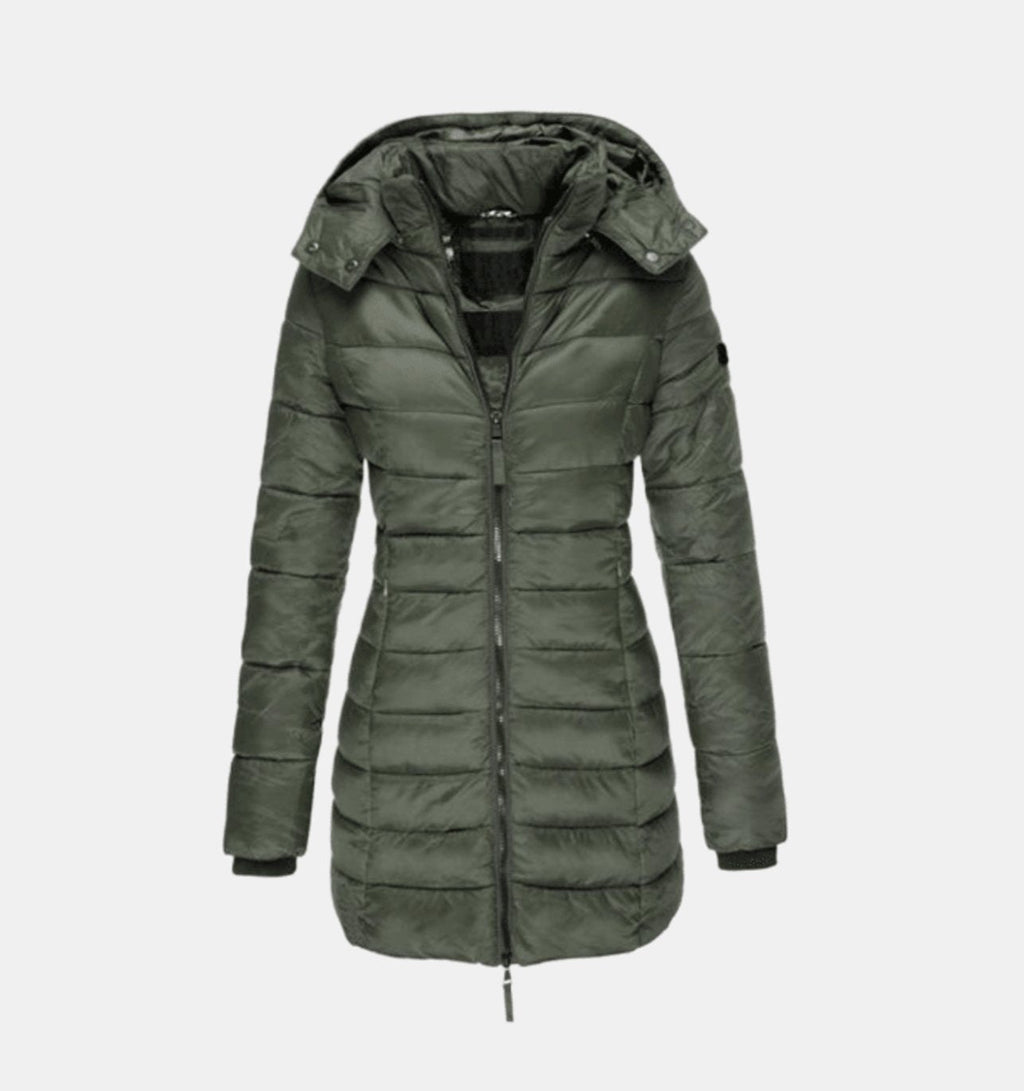 Charlotte | Veste d'hiver femme Long Manteau matelassé avec capuche