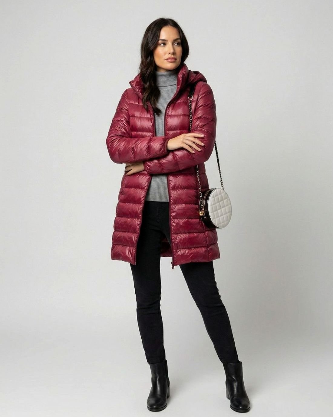 Doudoune en Nylon Femme – Capuche et Coupe Ajustée Ultralégère et Chaude