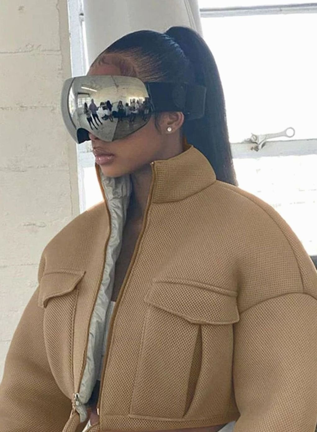 Emilia | Manteau d'hiver femme Veste courte à fermeture éclair Poches cargo