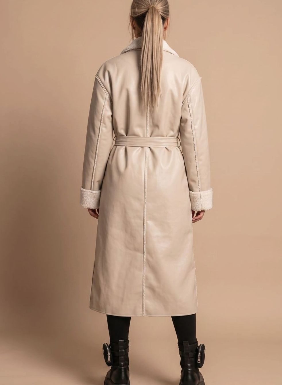 Clara | Manteau d'hiver pour femmes en simili cuir long avec doublure en polaire