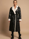 Clara | Manteau d'hiver pour femmes en simili cuir long avec doublure en polaire