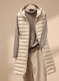Emilia | Manteau d'hiver femme long sans manches avec capuche