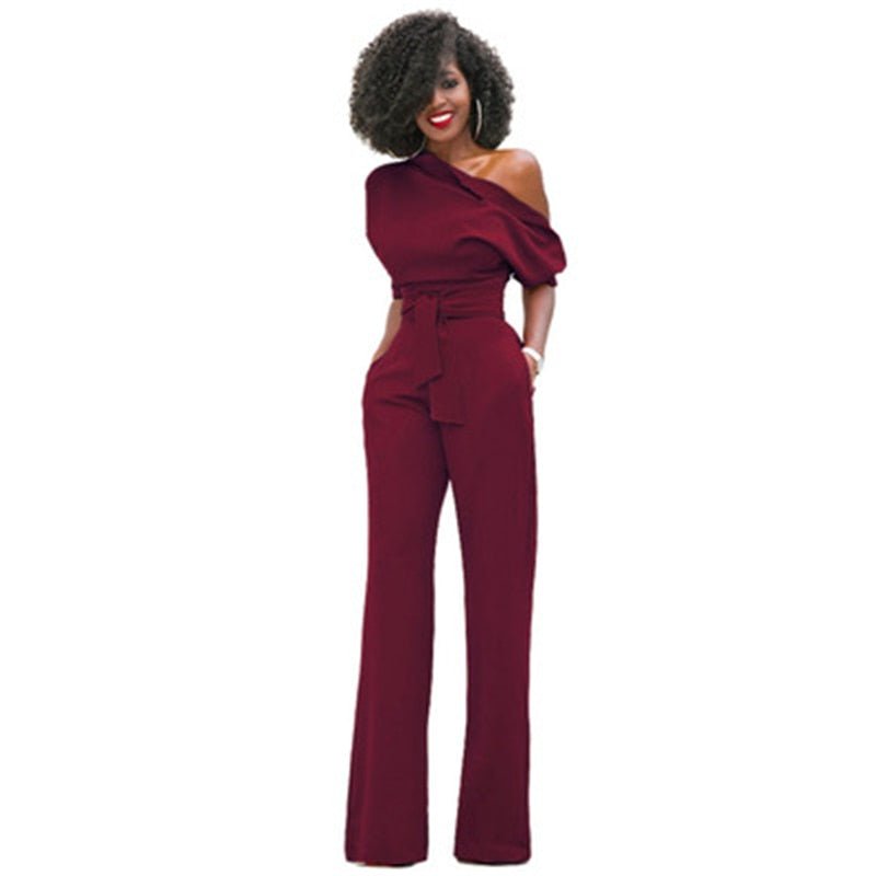 Rosa | Combinaison large à épaule dénudée pour femmes avec ceinture formelle
