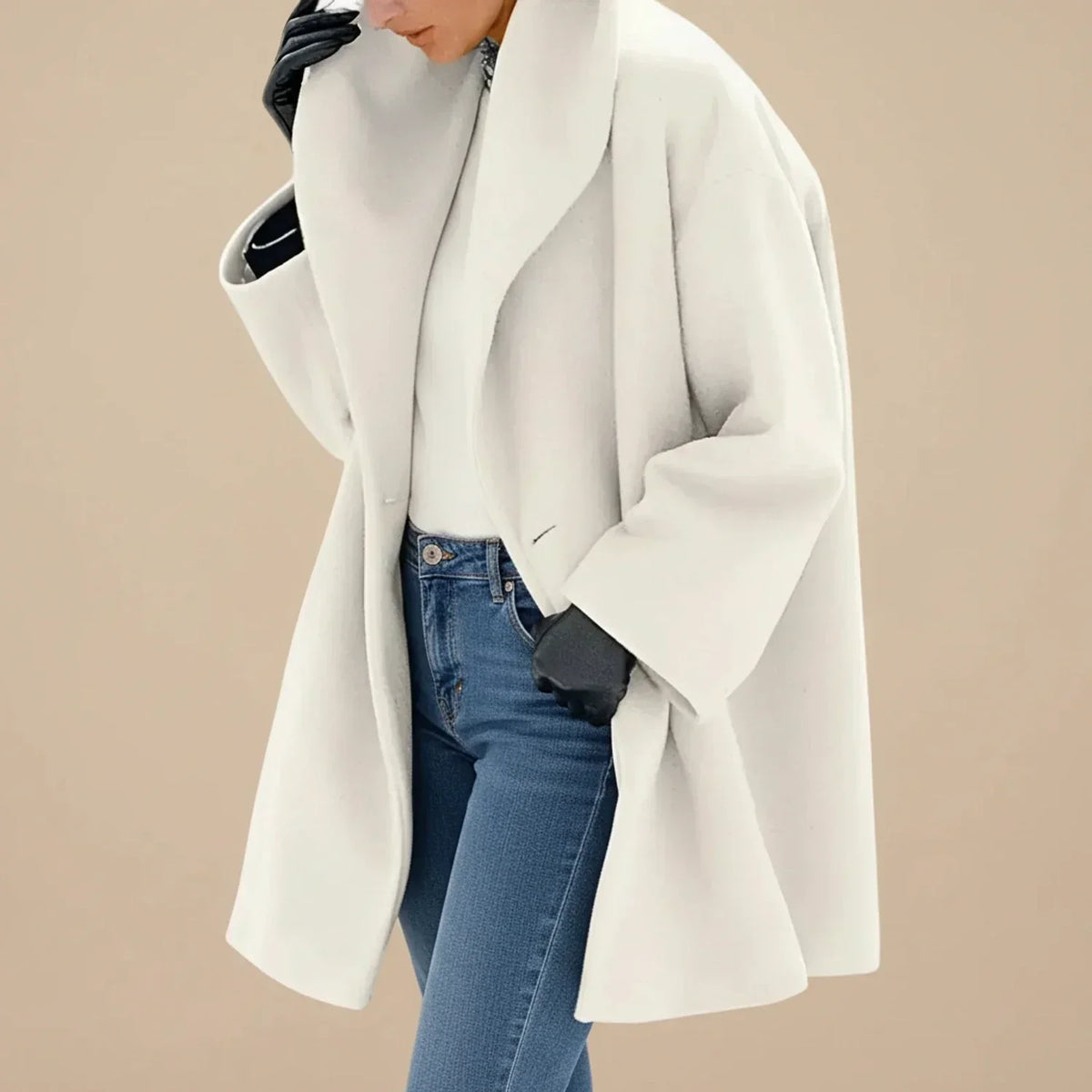 Manteau femme oversize mi-long à large col