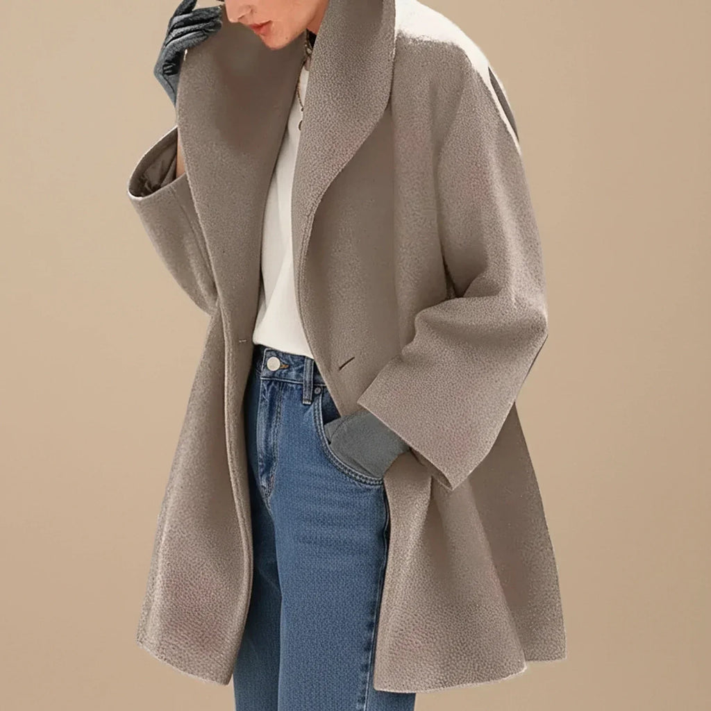 Manteau femme oversize mi-long à large col