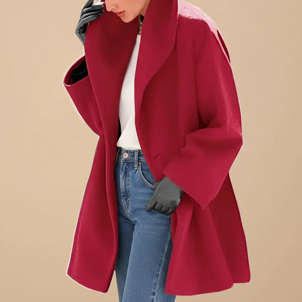 Manteau femme oversize mi-long à large col