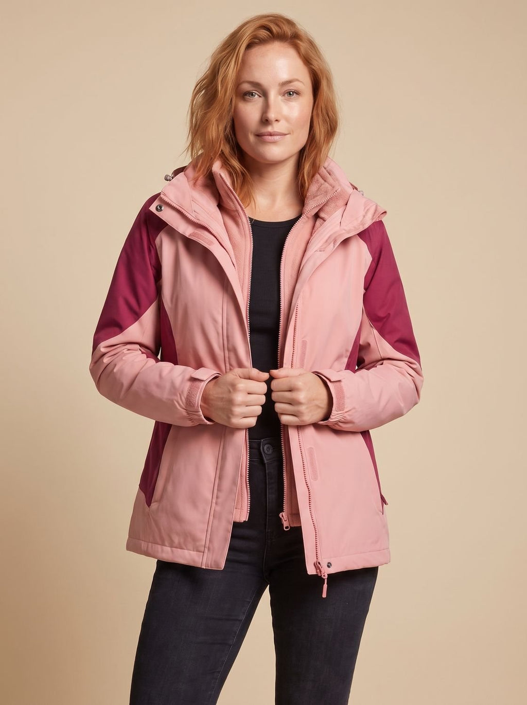 Evelyn | Veste d'extérieur en polaire softshell 2-en-1 à capuche pour femmes