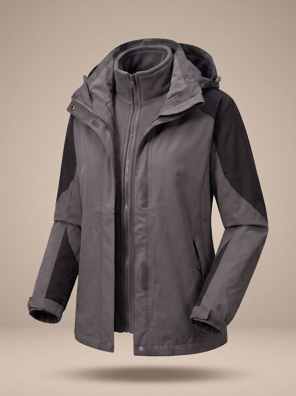 Evelyn | Veste d'extérieur en polaire softshell 2-en-1 à capuche pour femmes