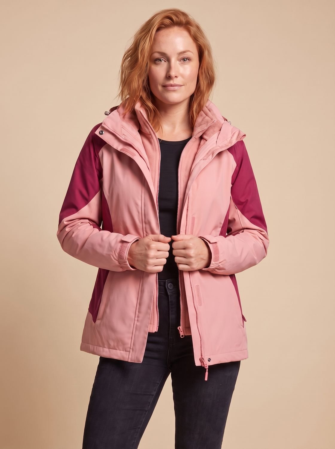 Evelyn | Veste d'extérieur en polaire softshell 2-en-1 à capuche pour femmes