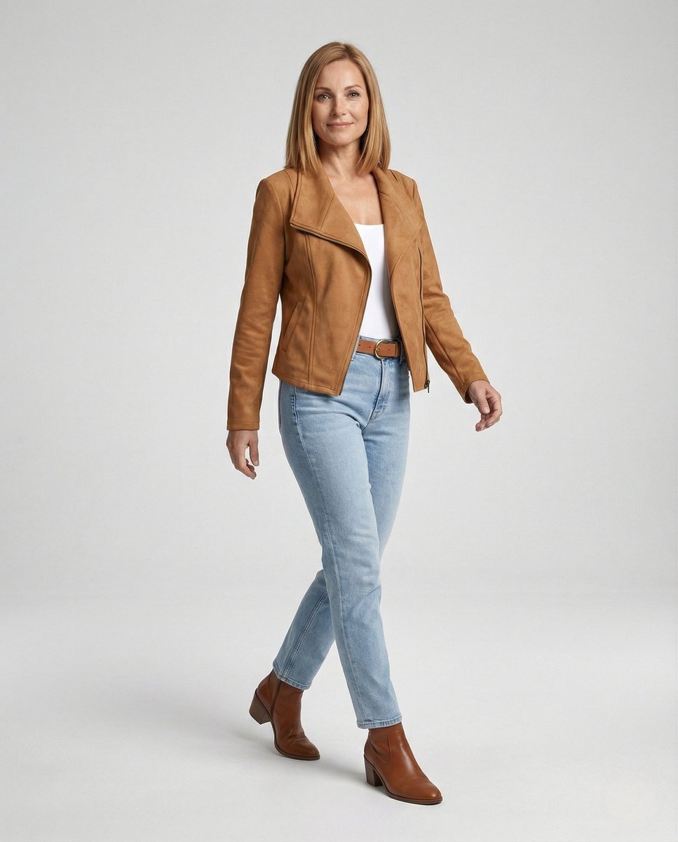 Isabella | Veste de moto en cuir synthétique pour femme avec zip asymétrique