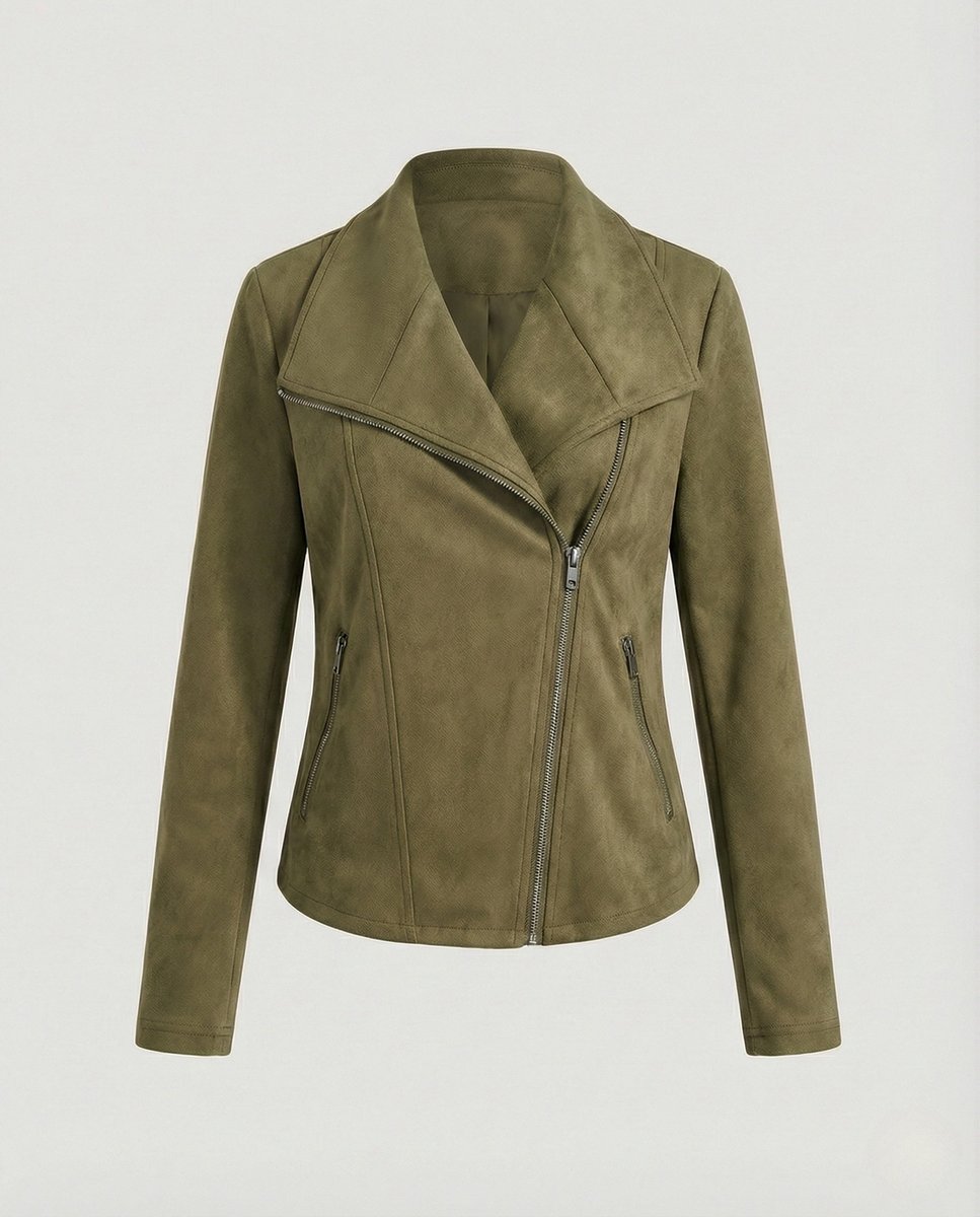 Isabella | Veste de moto en cuir synthétique pour femme avec zip asymétrique