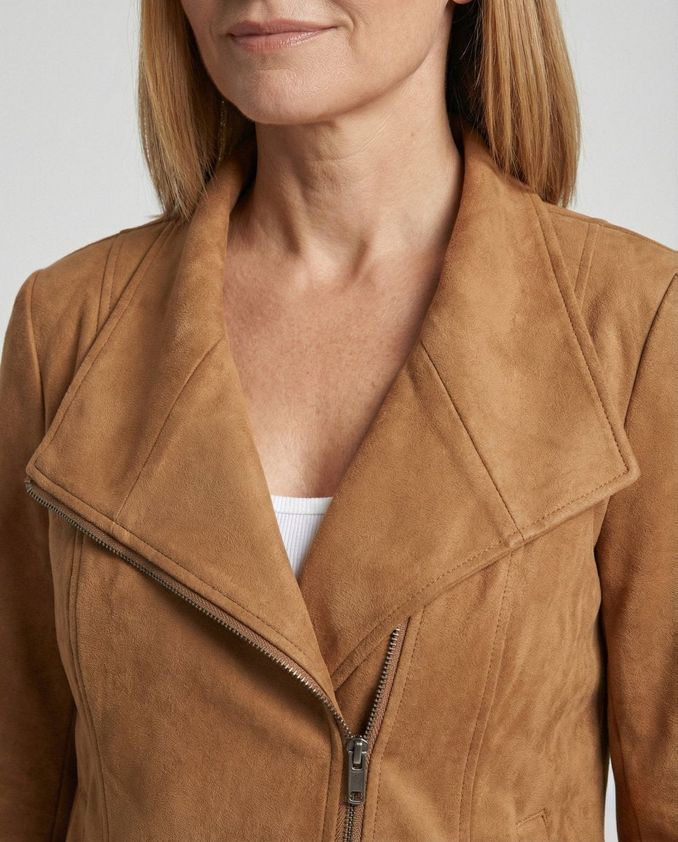 Isabella | Veste de moto en cuir synthétique pour femme avec zip asymétrique