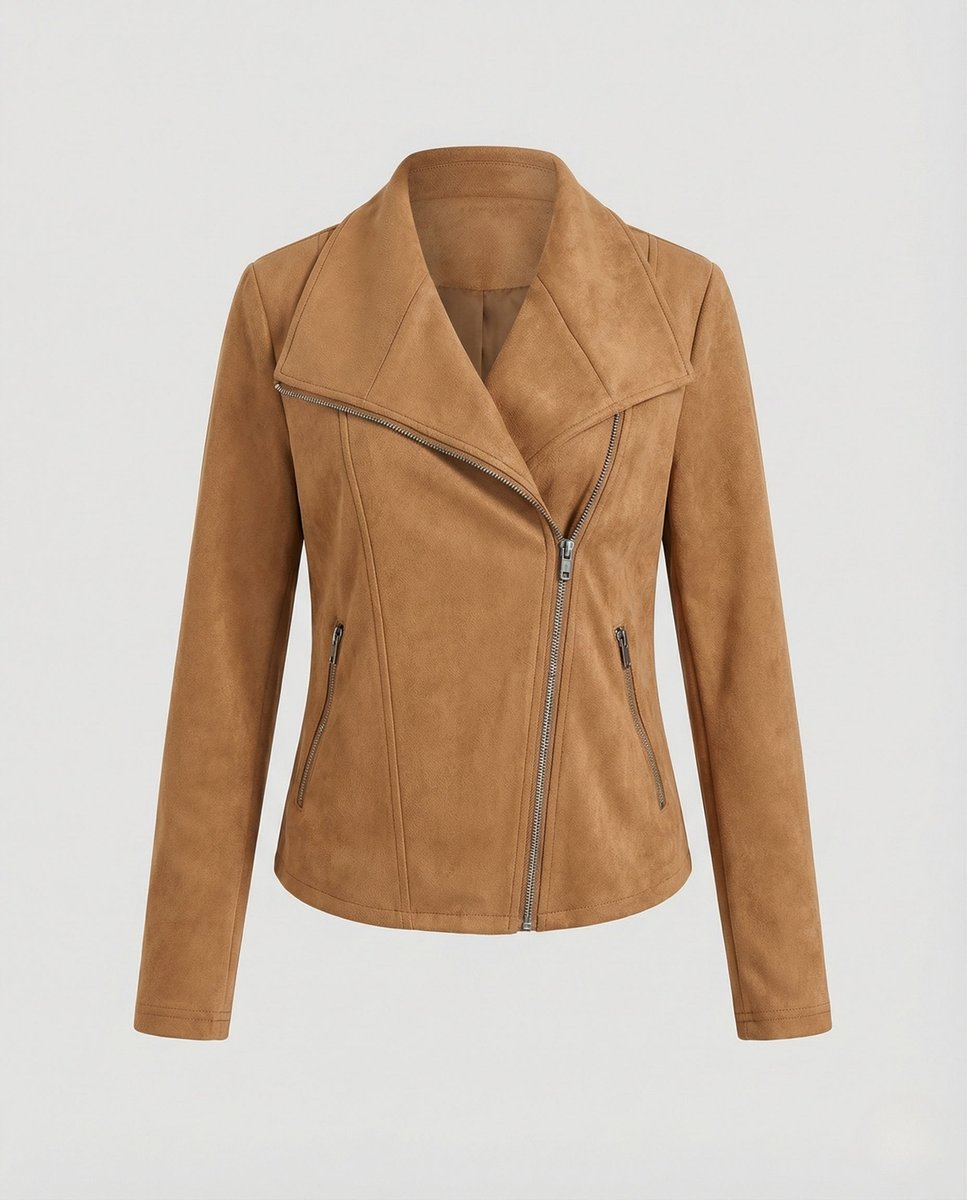Isabella | Veste de moto en cuir synthétique pour femme avec zip asymétrique