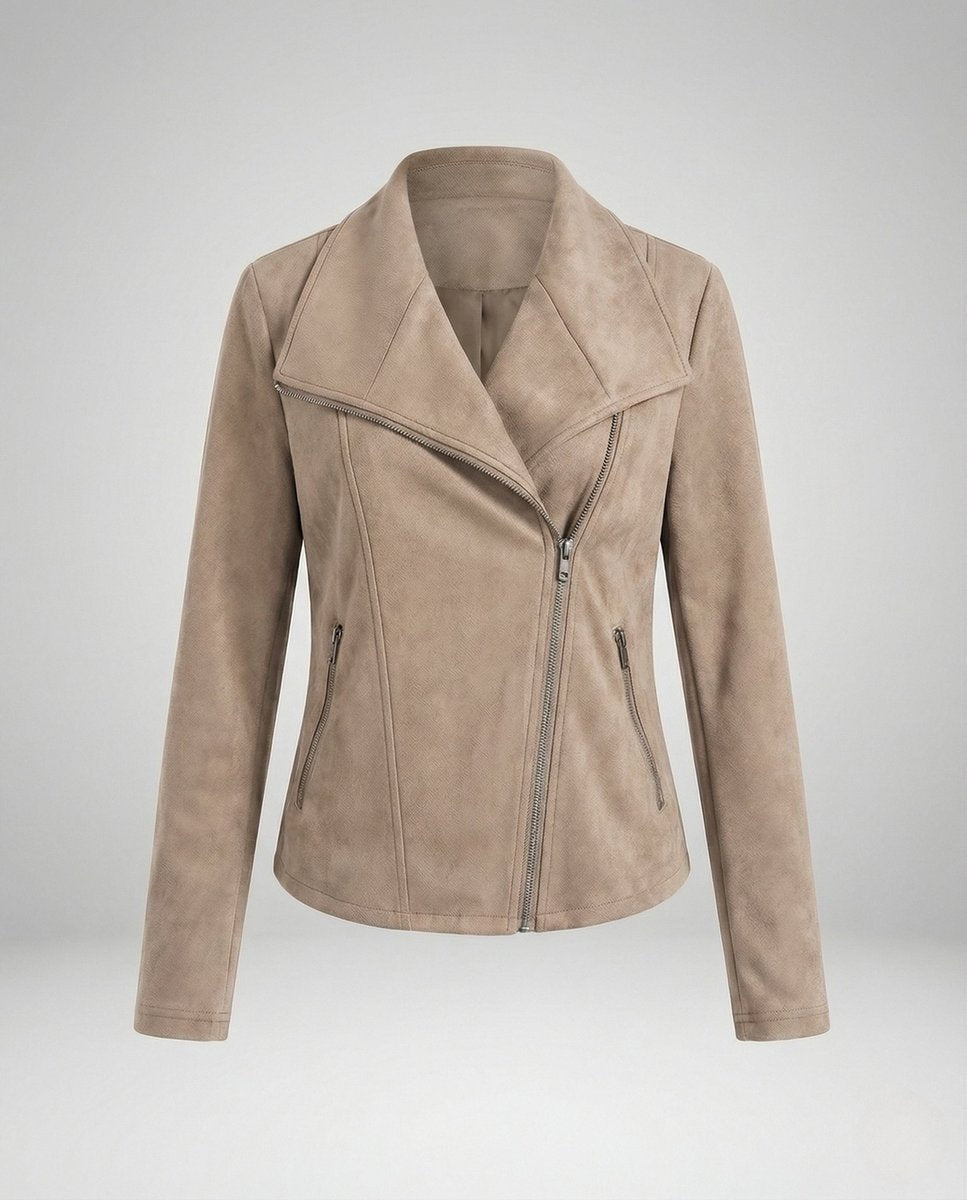 Isabella | Veste de moto en cuir synthétique pour femme avec zip asymétrique