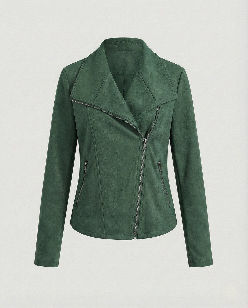 Isabella | Veste de moto en cuir synthétique pour femme avec zip asymétrique