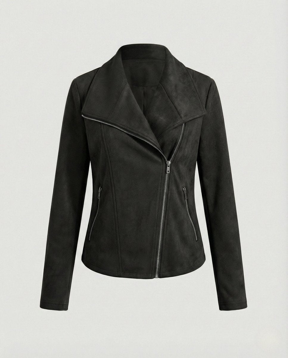 Isabella | Veste de moto en cuir synthétique pour femme avec zip asymétrique