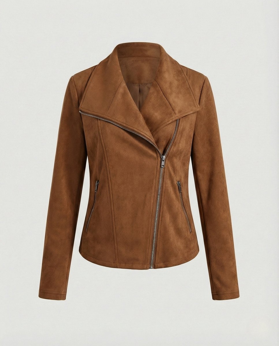 Isabella | Veste de moto en cuir synthétique pour femme avec zip asymétrique
