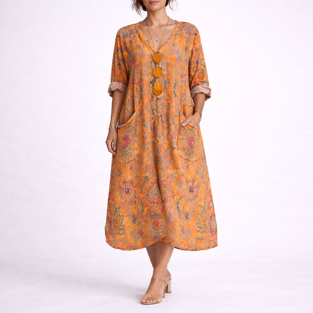 Evelyn | Robe Maxi Bohème Paisley pour Femme - Invité de Mariage d'Automne