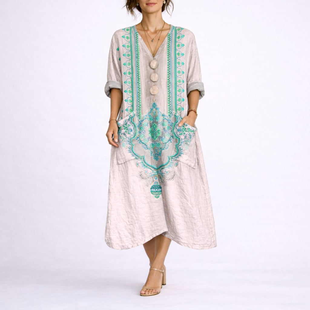 Evelyn | Robe Maxi Bohème Paisley pour Femme - Invité de Mariage d'Automne