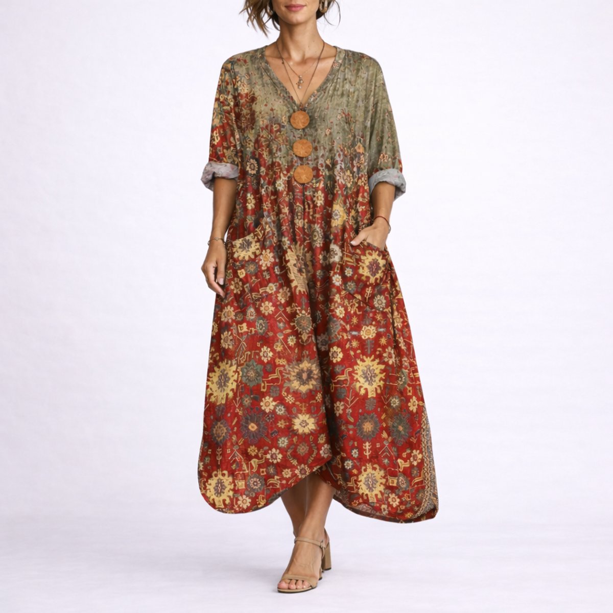 Evelyn | Robe Maxi Bohème Paisley pour Femme - Invité de Mariage d'Automne