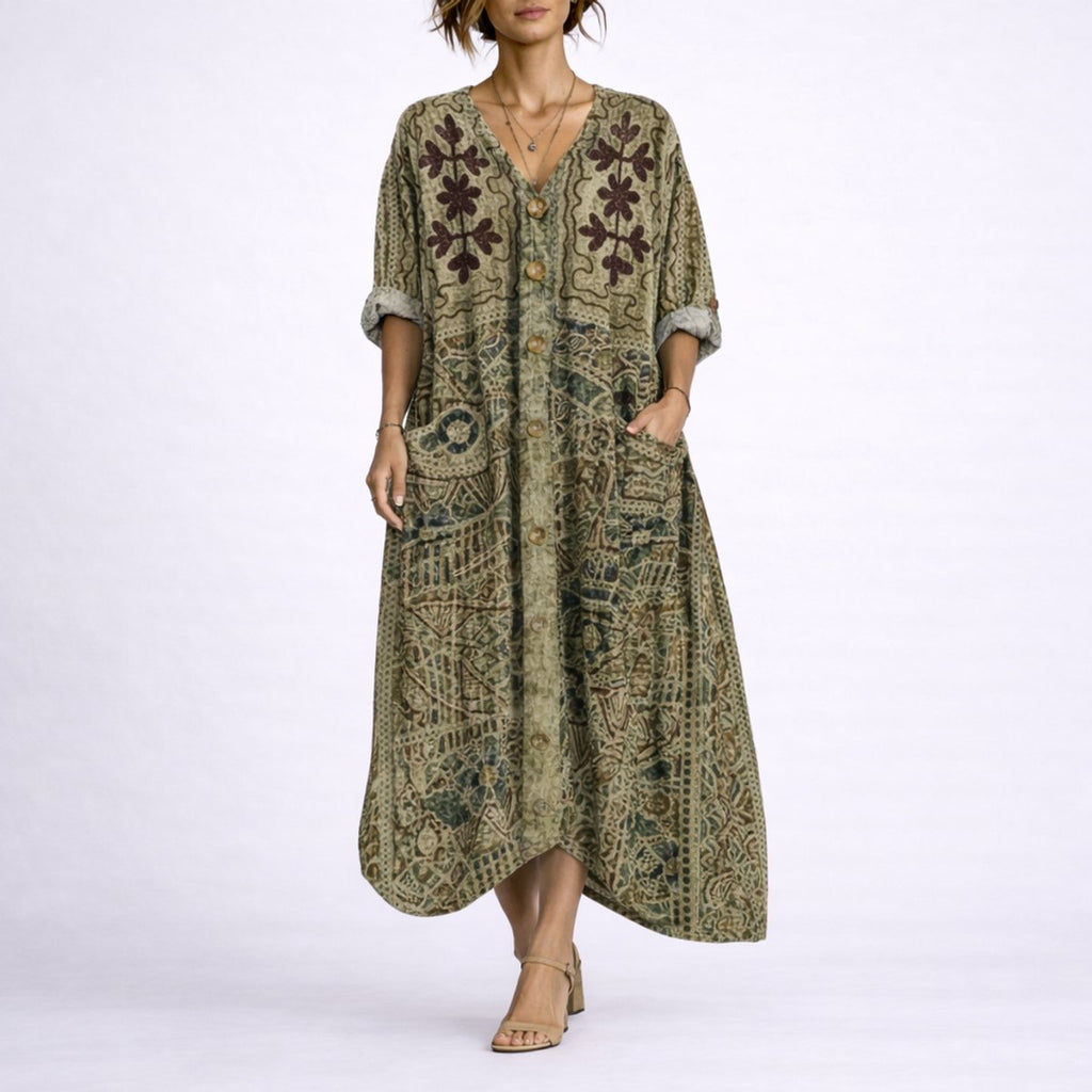 Evelyn | Robe Maxi Bohème Paisley pour Femme - Invité de Mariage d'Automne