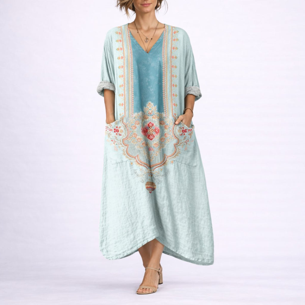 Evelyn | Robe Maxi Bohème Paisley pour Femme - Invité de Mariage d'Automne