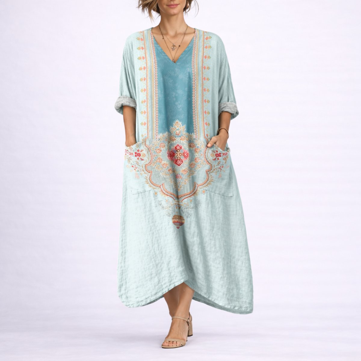 Evelyn | Robe Maxi Bohème Paisley pour Femme - Invité de Mariage d'Automne