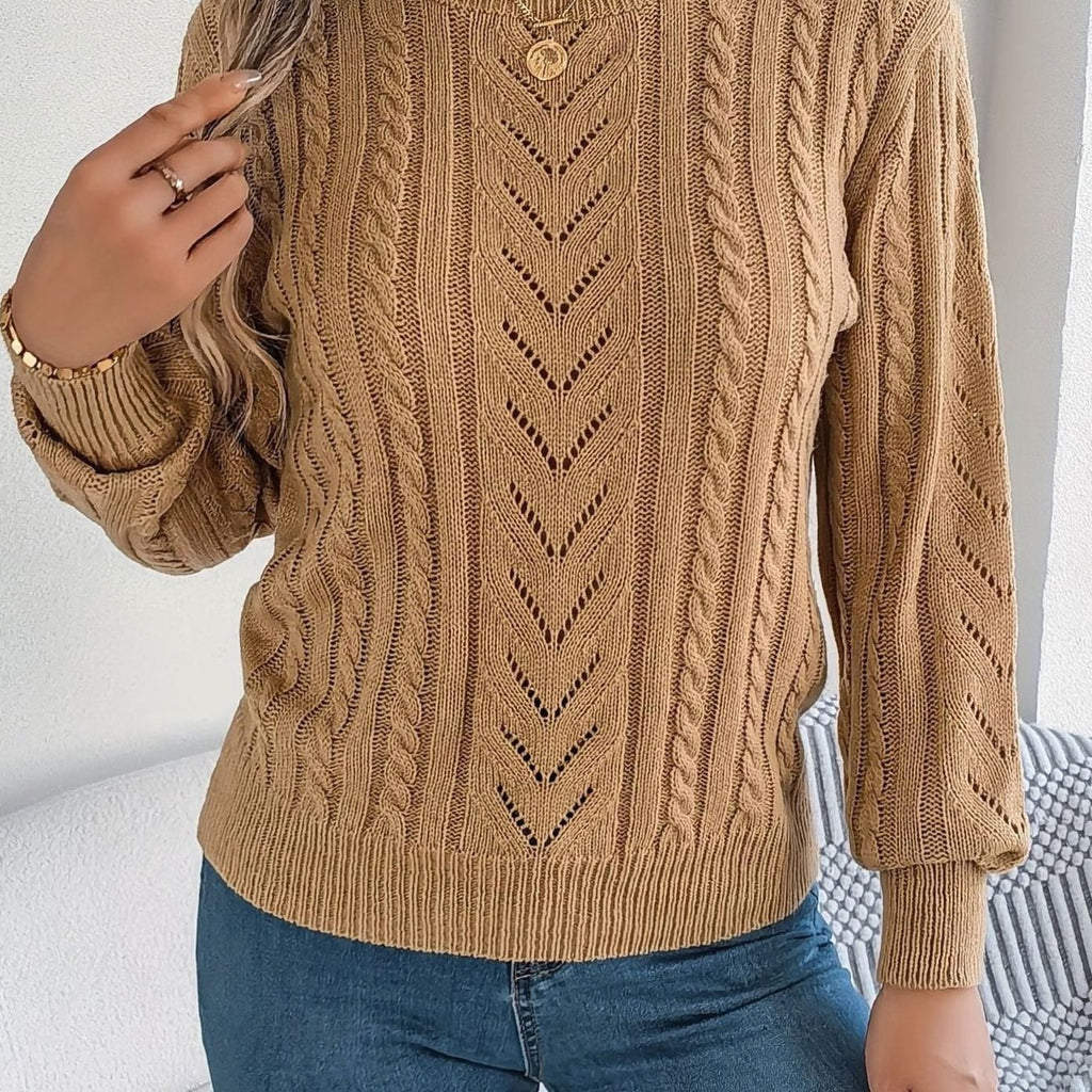 Mia | Pull Relaxed à Col Rond en Tricot Cable