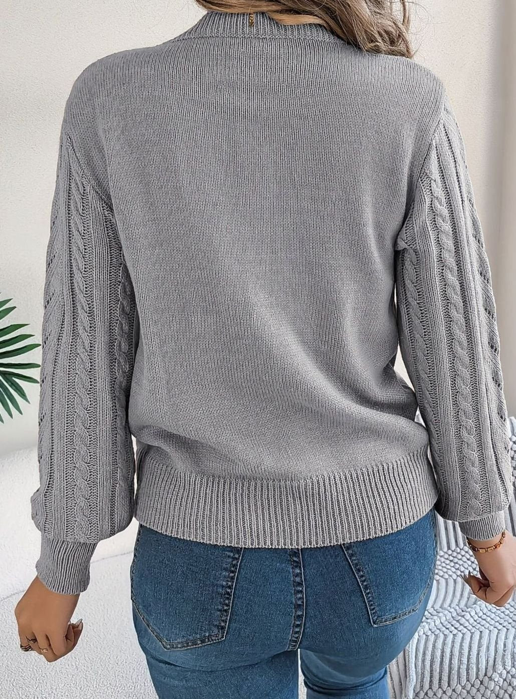 Mia | Pull Relaxed à Col Rond en Tricot Cable