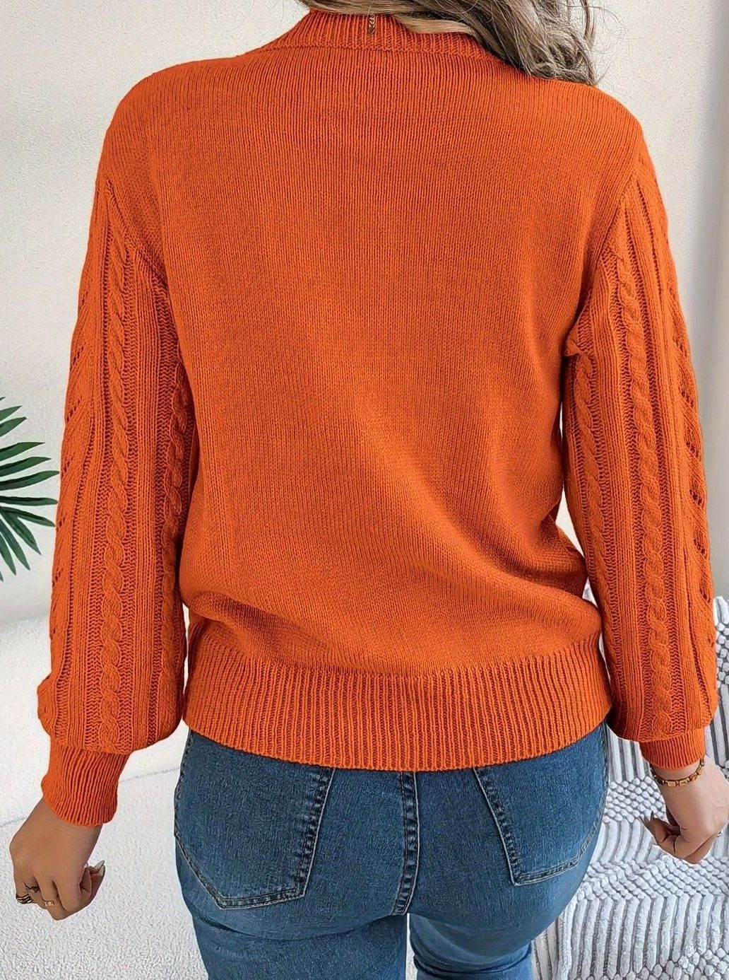 Mia | Pull Relaxed à Col Rond en Tricot Cable