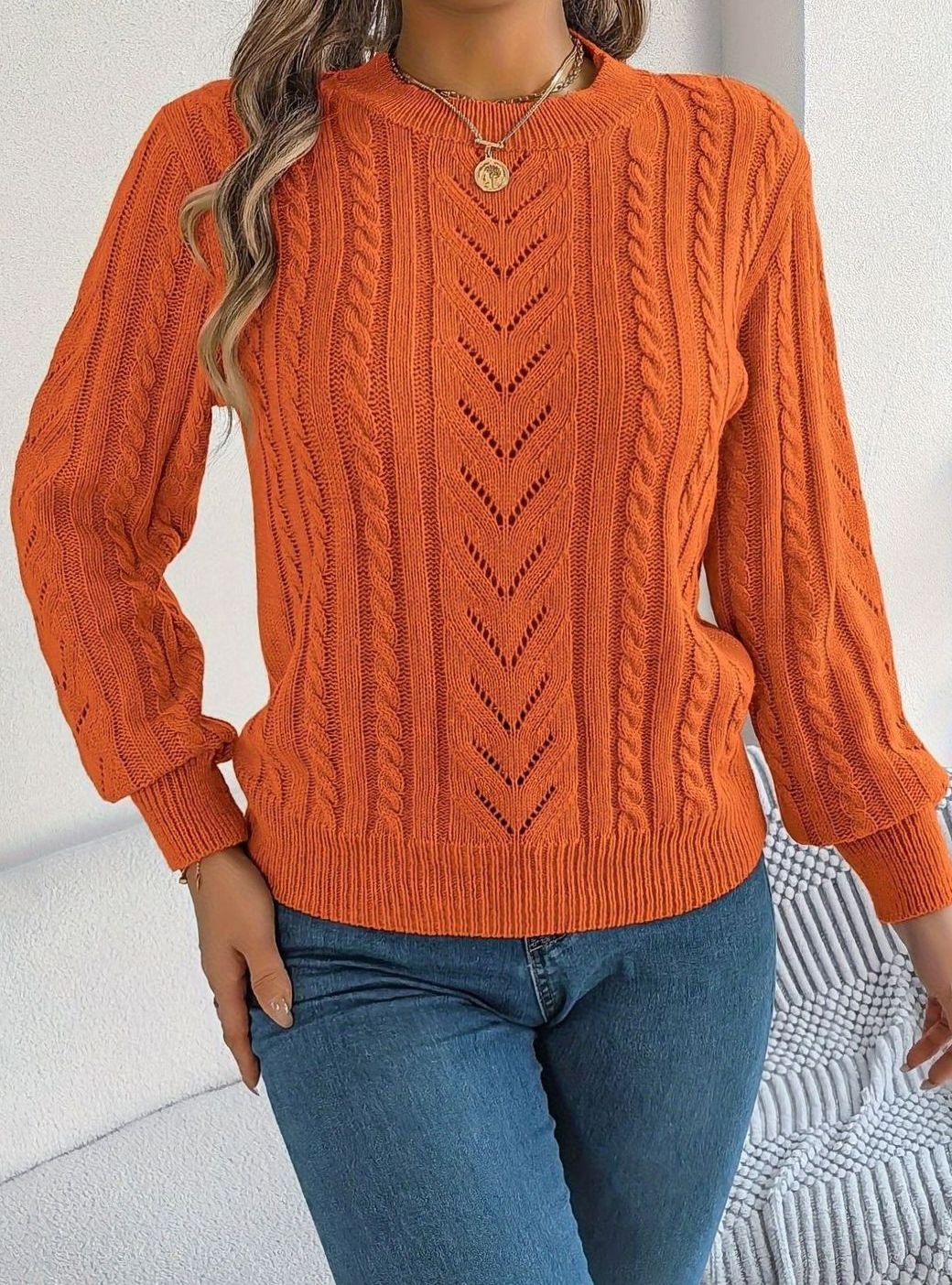Mia | Pull Relaxed à Col Rond en Tricot Cable
